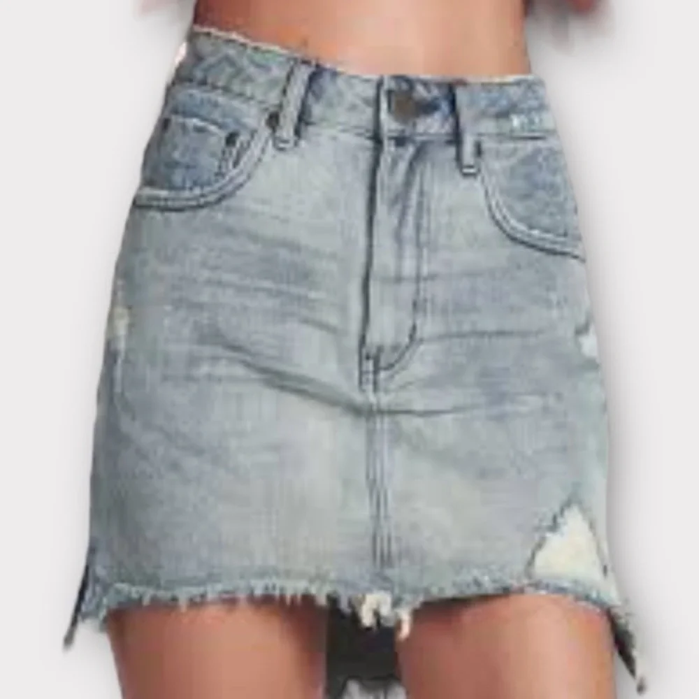 One teaspoon distressed raw hem denim mini skirt